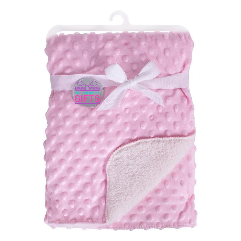 PERSONALISED BABY BLANKET EMBROIDERED SOFT DIMPLE BLANKET PINK