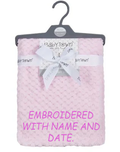 Personalised embroidered BABY WAFFLE BLANKET 75CM-90CM PINK