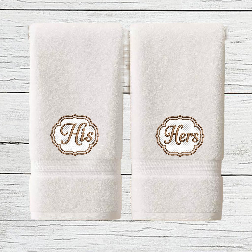 Embroidered His & Hers Hand Towel Set Wedding Gift Choice Of Colours