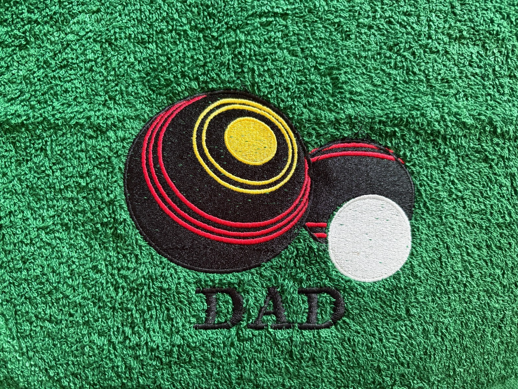 Personalised embroidered Lawn bowls / Bowling Towel Gift