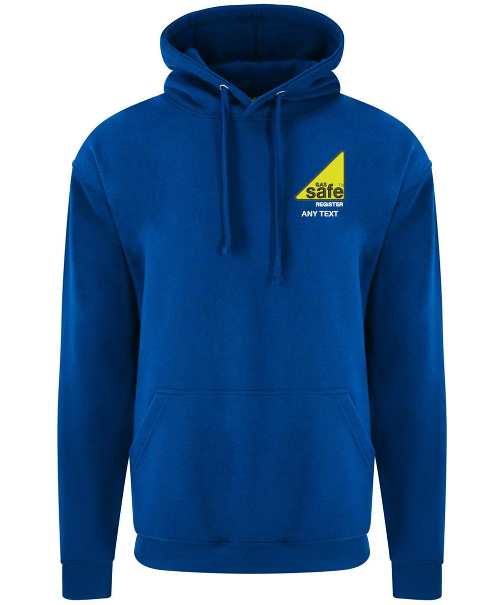 Personalised Embroidered Gas Safe Register Logo Hoodie Plumber Gas Fitter Trade