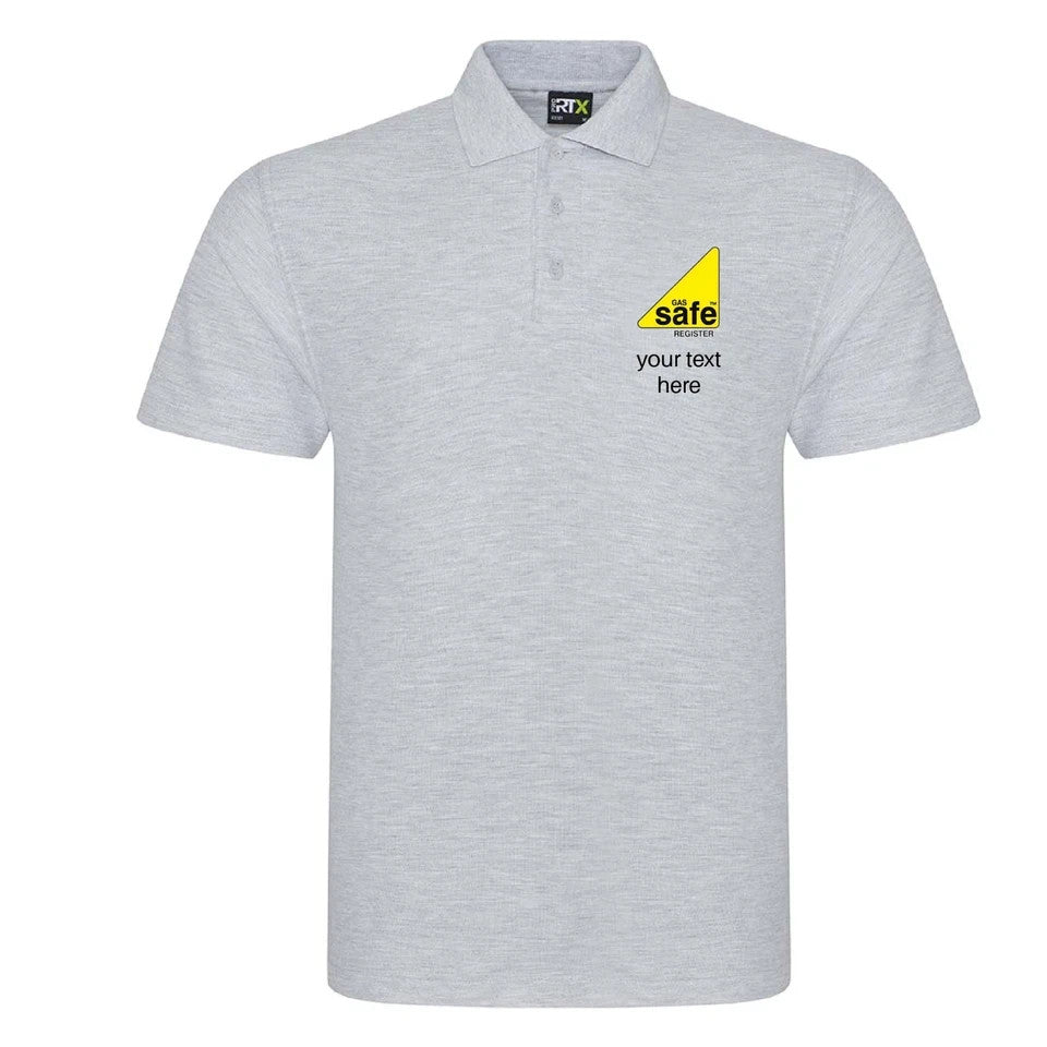 Gas Safe Plumber embroidered personalised Polo shirt with company name or text