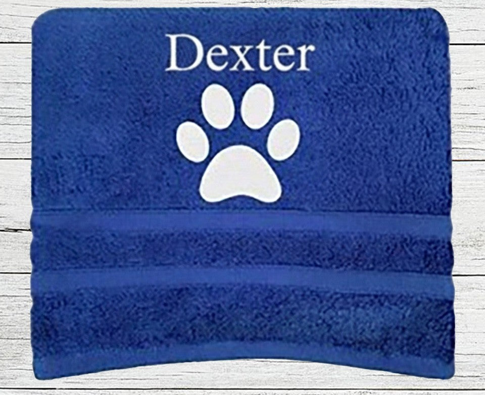 Personalised Pet Dog Towel Bath Towel Name Paw Print Bath Towel Any Name