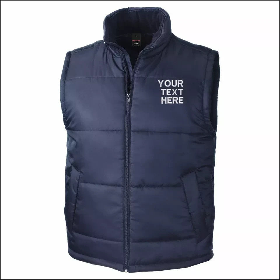 Personalised Result Core Bodywarmer Text Embroidered Casual Men Workwear Gilet