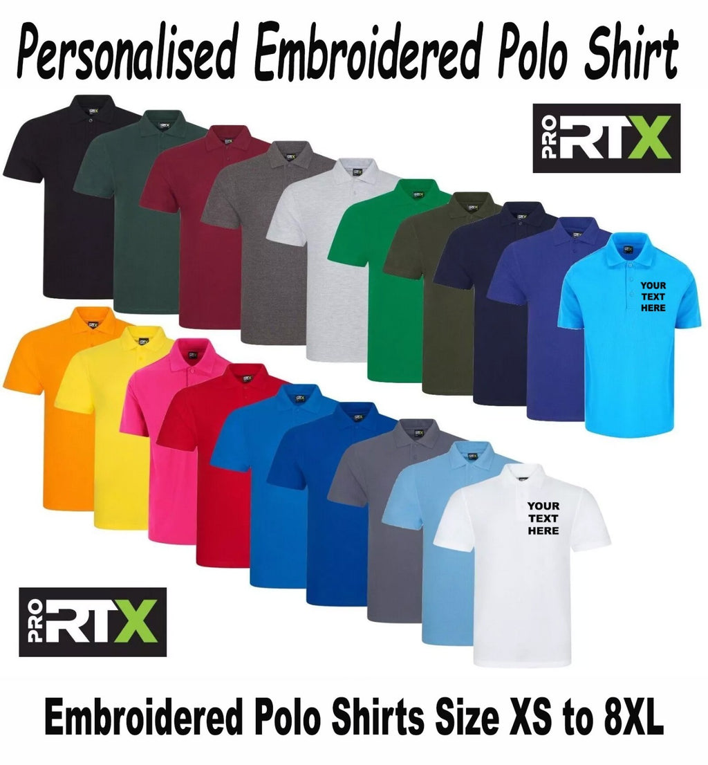 Personalised Embroidered Pro RTX Classic Poloshirt Workwear  Polo Shirt XS-8XL