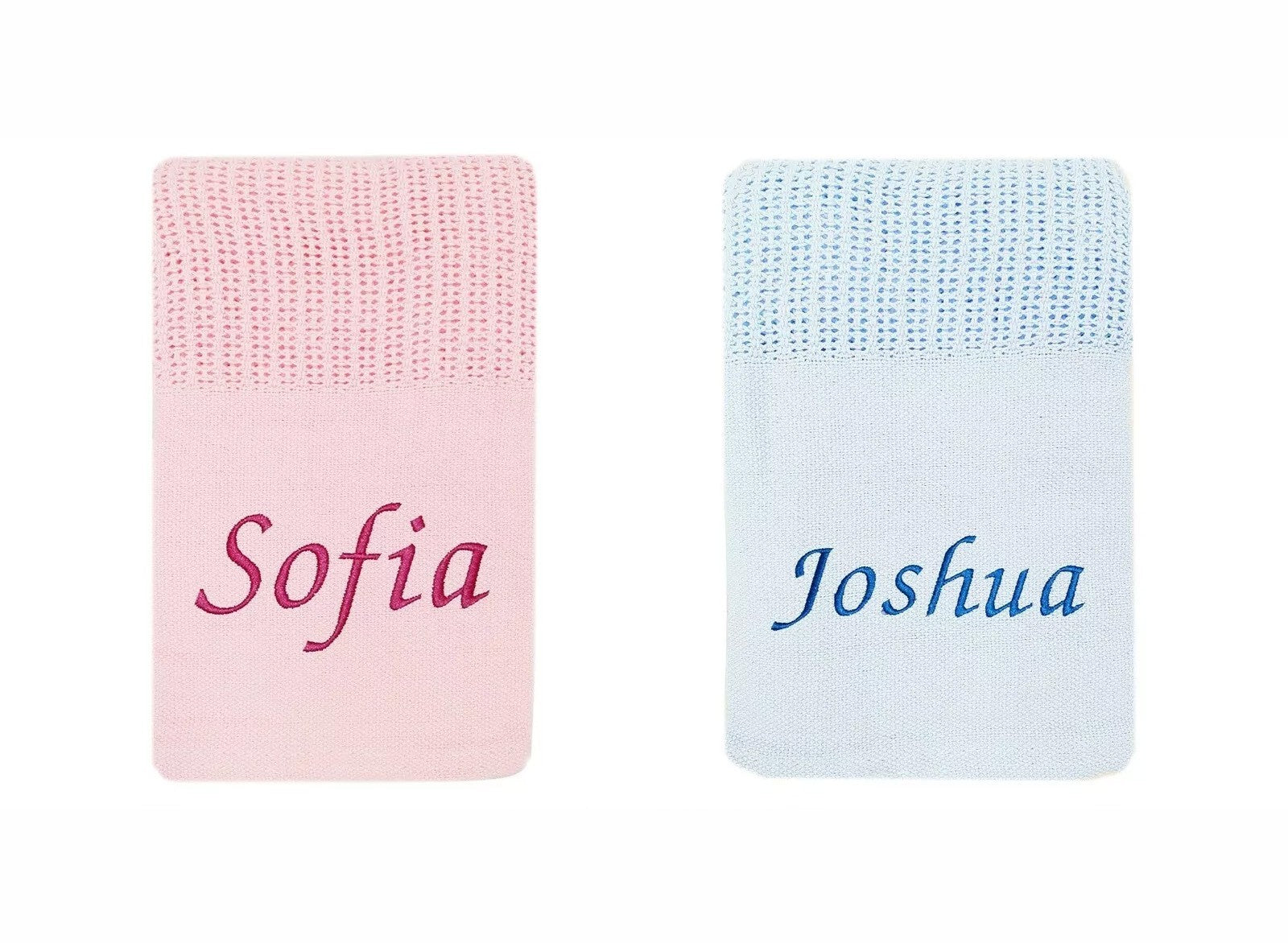 Personalised Baby Girl Boy Unisex Blanket Embroidered Name  Pink Blue