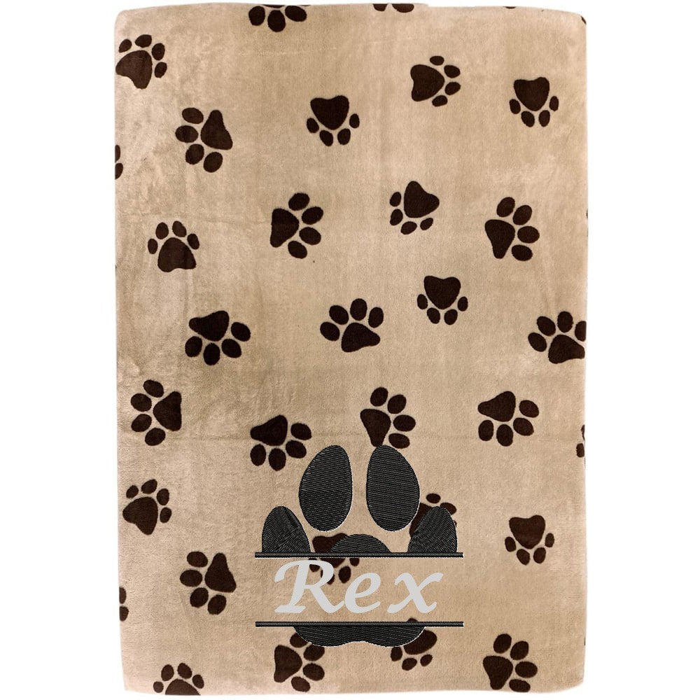 Personalised Dog Pet Blanket Puppy Name Bed Throw Size 100cm x 80cm