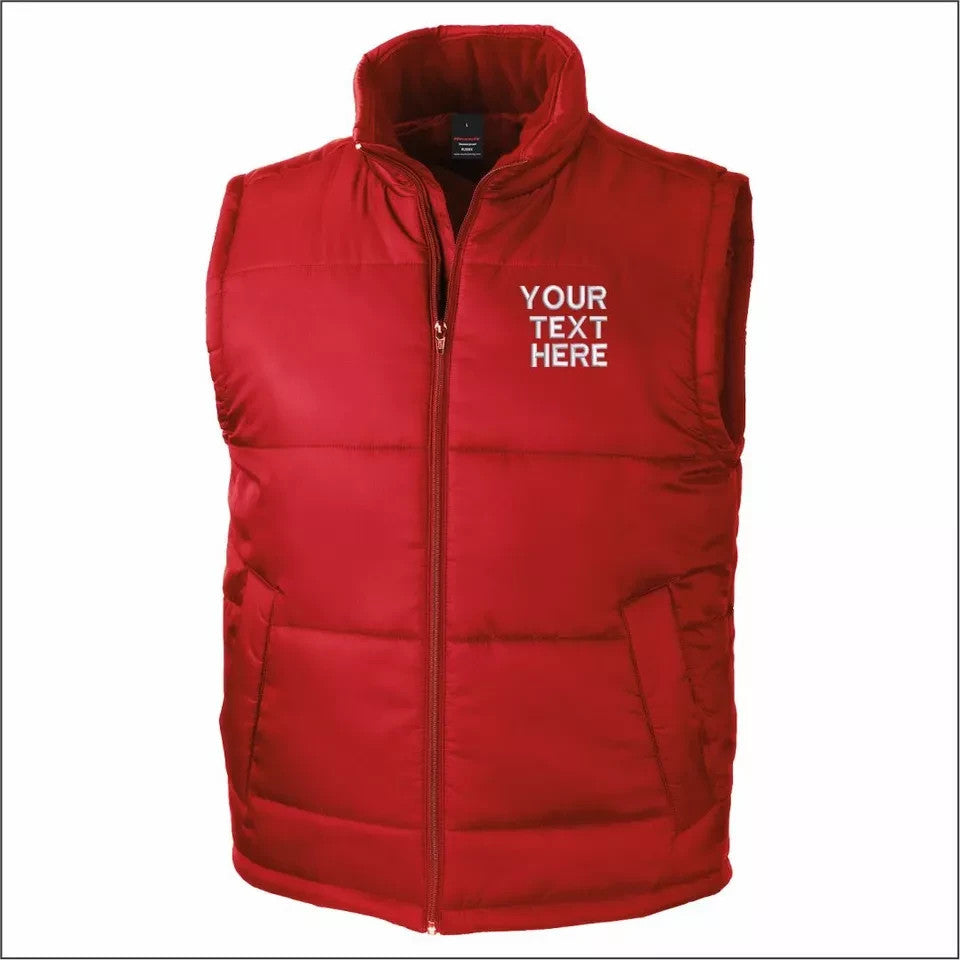 Personalised Result Core Bodywarmer Text Embroidered Casual Men Workwear Gilet