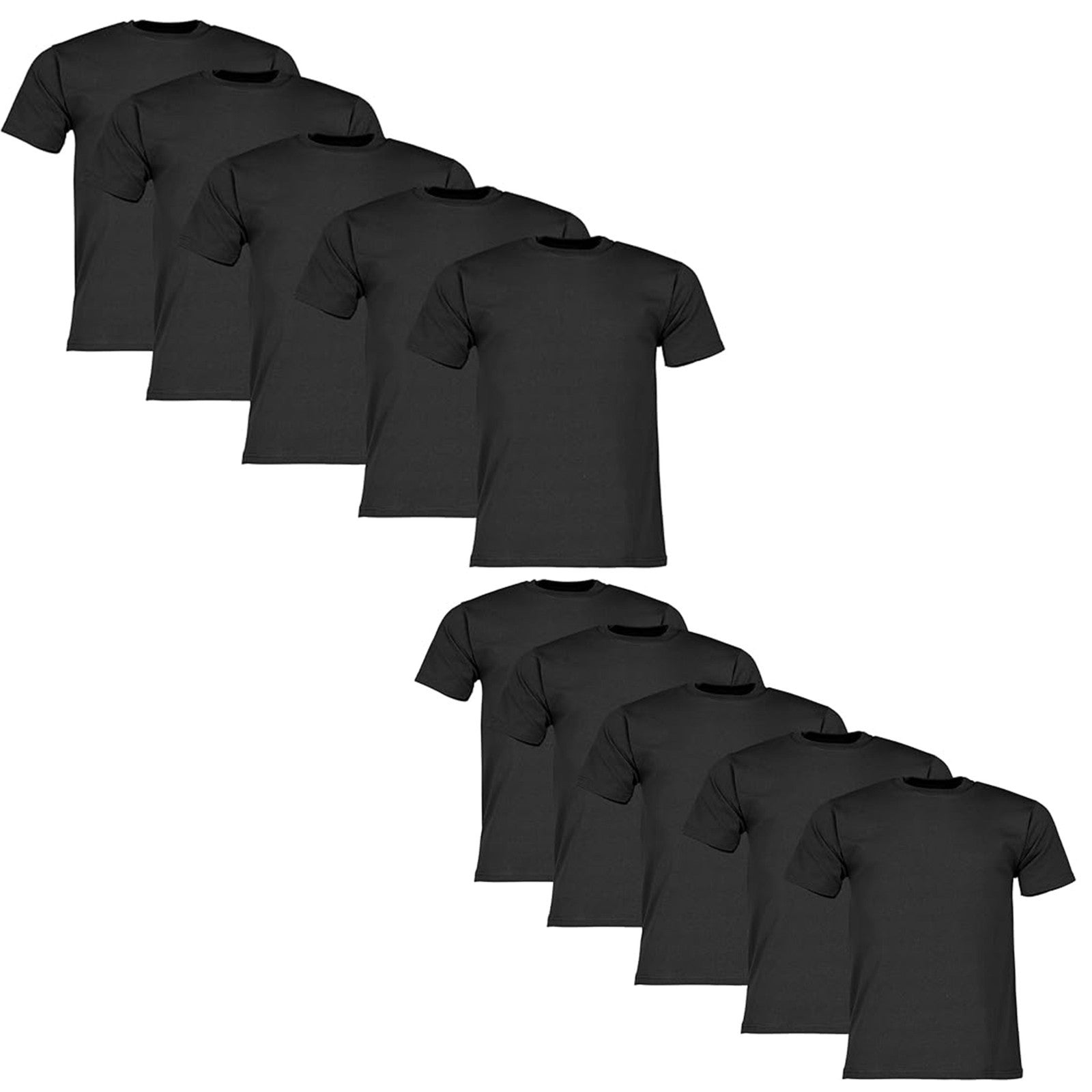 10 PACK  BLACK MEN'S FRUIT OF THE LOOM PLAIN 100% COTTON BLANK T SHIRT