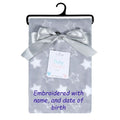 PERSONALISED BABY BLANKET EMBROIDERED STARS GREY  BLANKET