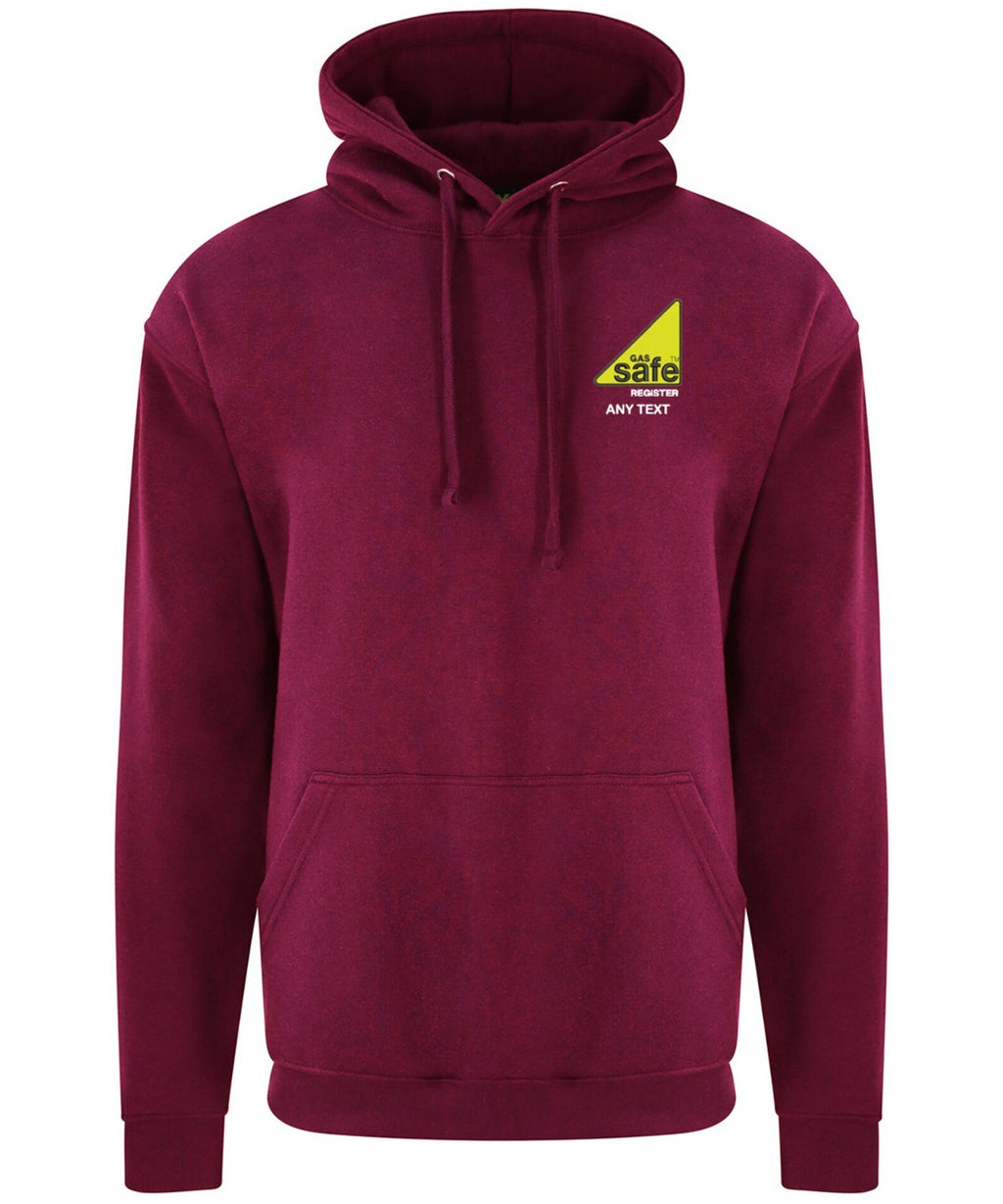 Personalised Embroidered Gas Safe Register Logo Hoodie Plumber Gas Fitter Trade