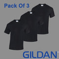 3 PACK Gildan Mens T-Shirt Heavy Cotton Plain Short Sleeve Tee Top Black T-Shirt
