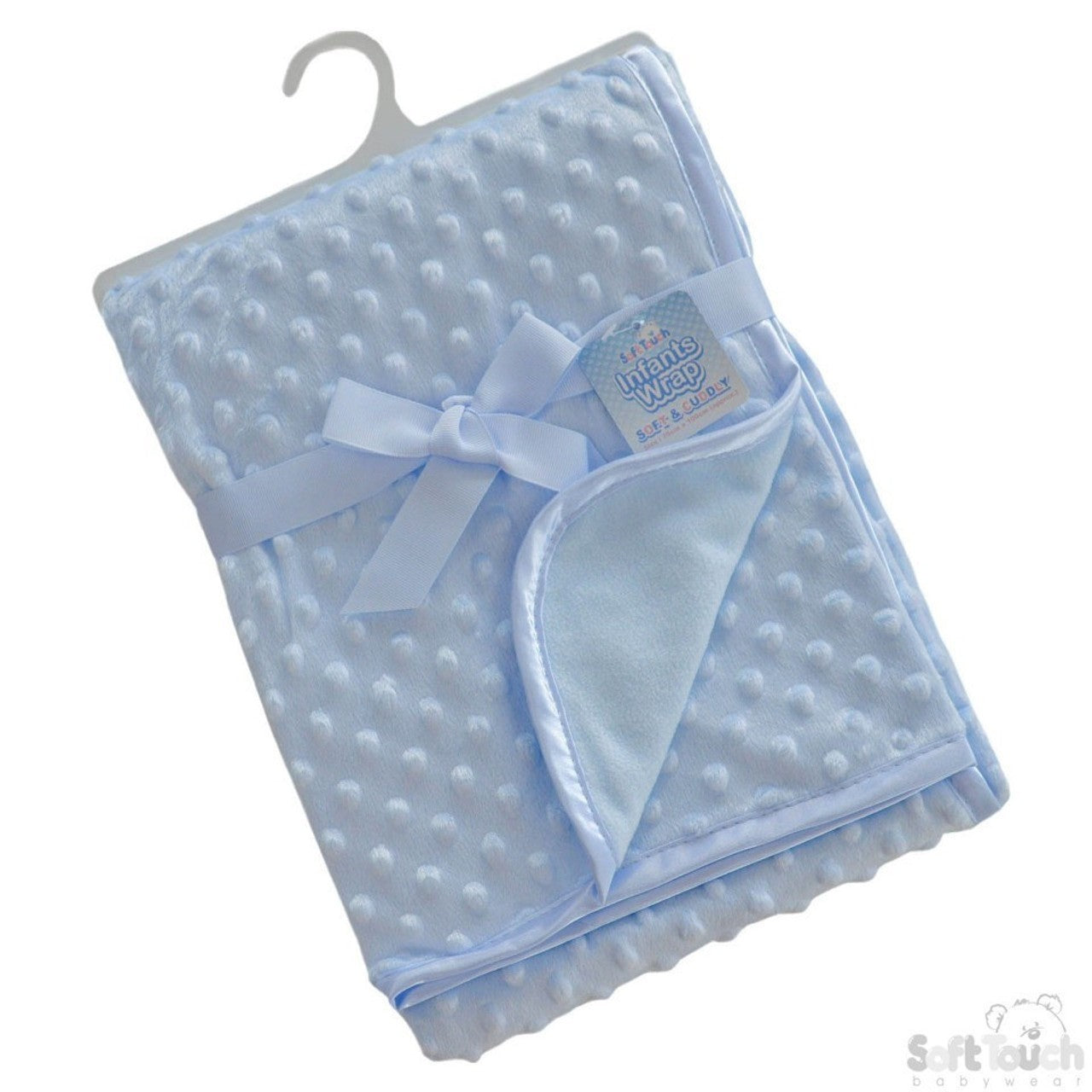 PERSONALISED BABY BLANKET EMBROIDERED SOFT DIMPLE BLANKET BLUE