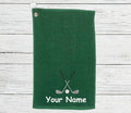 Personalised Golf Towel embroidered with golf clubs and your text/name