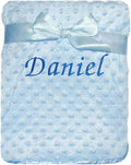 PERSONALISED BABY BLANKET EMBROIDERED SOFT DIMPLE BLANKET BLUE