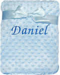 PERSONALISED BABY BLANKET EMBROIDERED SOFT DIMPLE BLANKET BLUE