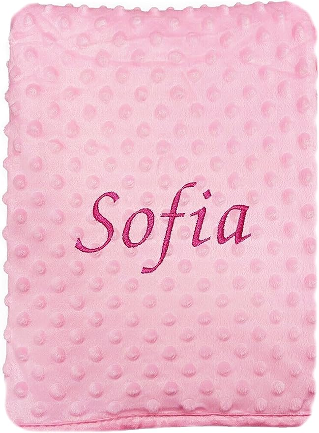 PERSONALISED BABY BLANKET EMBROIDERED SOFT DIMPLE BLANKET PINK