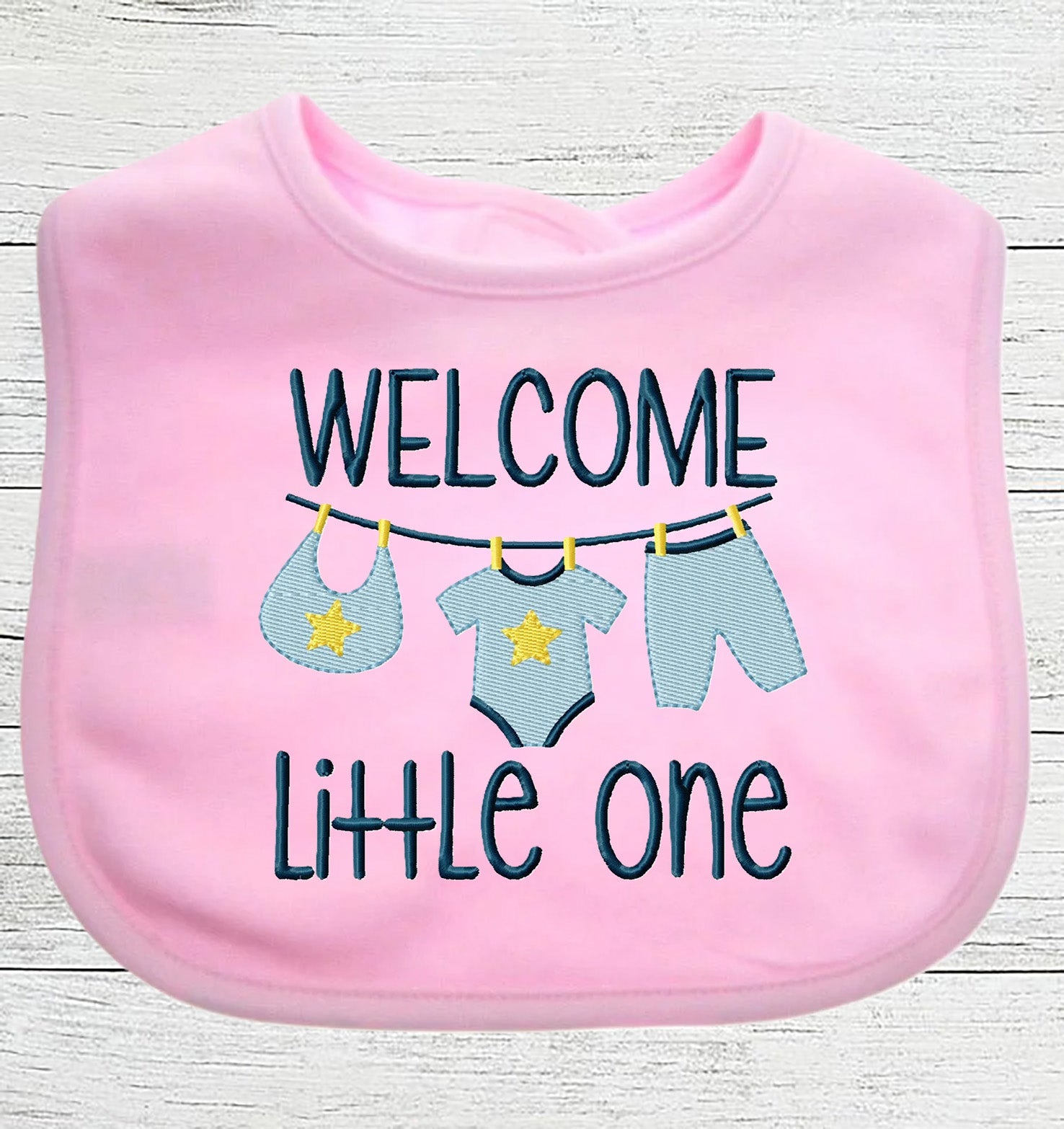 Funny Baby Bib "Welcome Little One" Boy Girl Gift EMBROIDERED BABY BIB