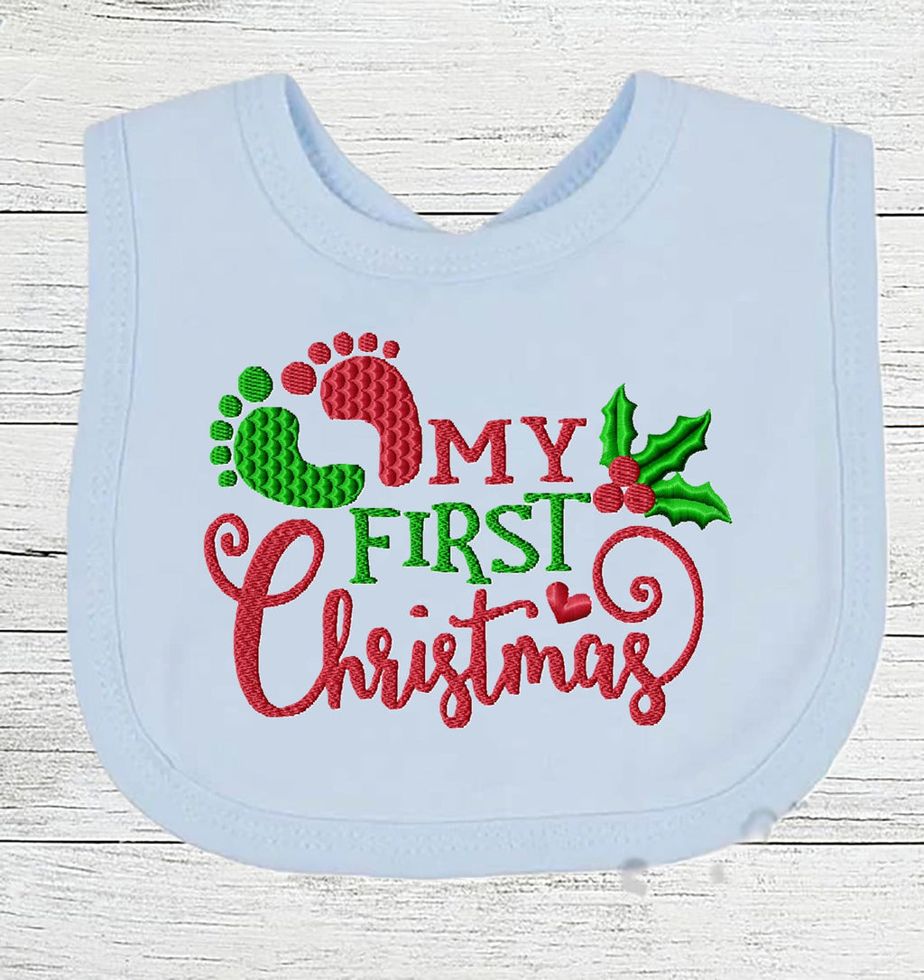 Baby Bib "My 1st Christmas" Boy Girl Gift EMBROIDERED BABY BIB