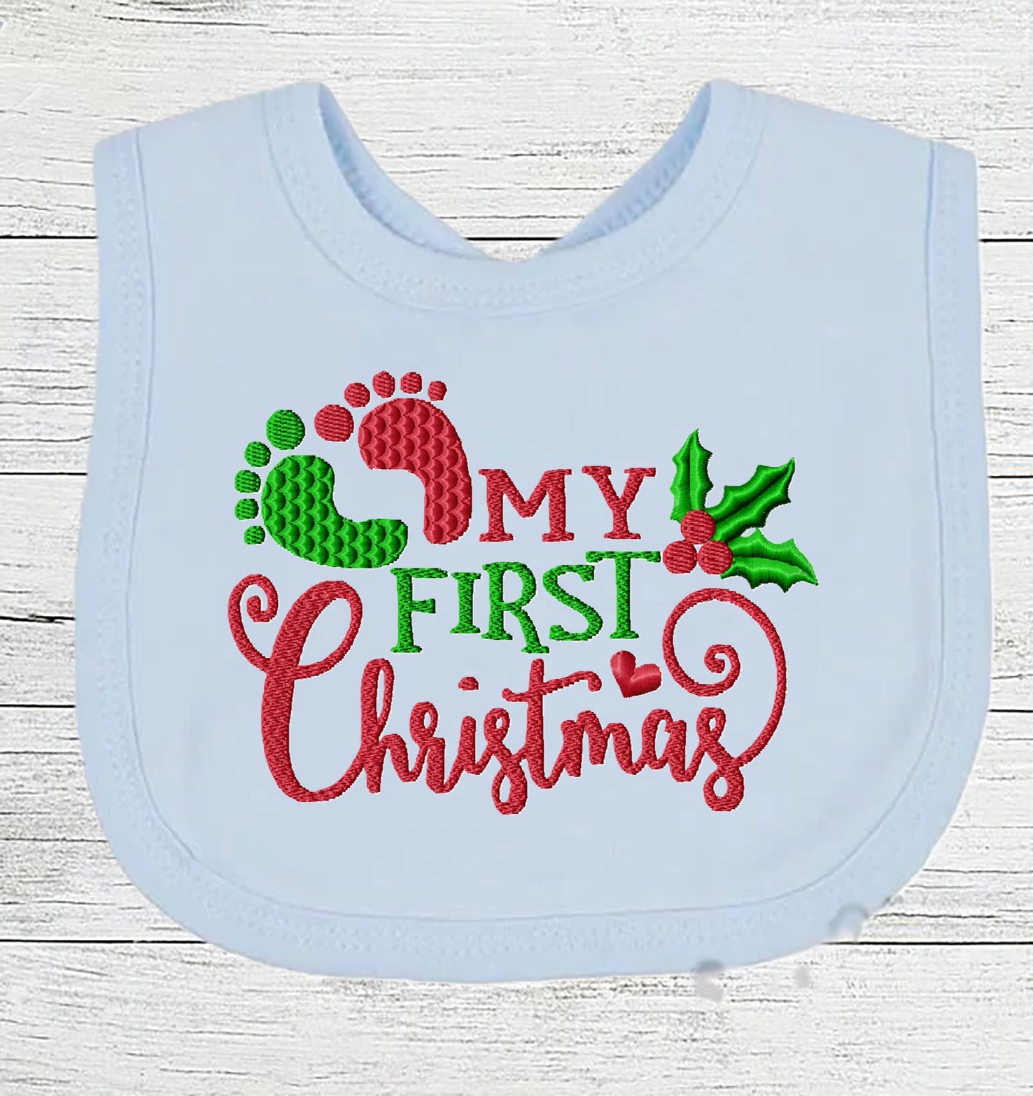 Baby Bib "My 1st Christmas" Boy Girl Gift EMBROIDERED BABY BIB