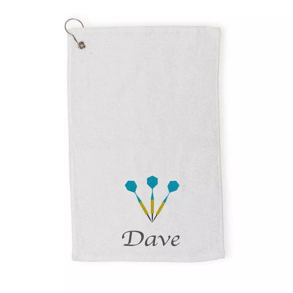 Personalised embroidered Darts Towel Gift