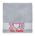 Personalised Embroidered I LOVE U Hand Towel  Name/text